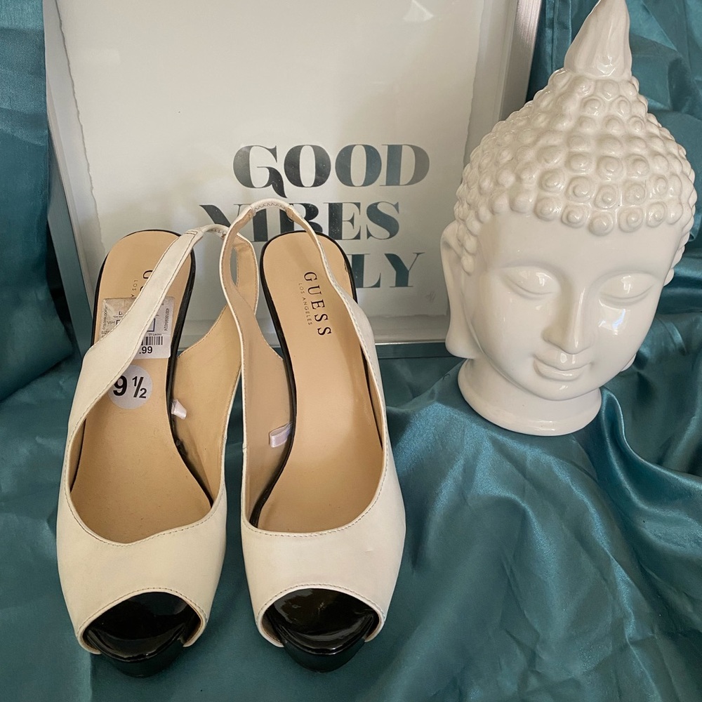 Guess Peep-Toe Stiletto Slingbacks